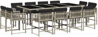 vidaXL 13-delige tuinset met kussens, lichtgrijs, polyrotan