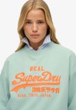 Superdry Vintage Logo Neon sweatshirt met losse pasvorm Dames Truien Harbour Grey Katoen/Polyester
