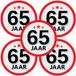 Bellatio Decorations 65 jaar leeftijd sticker - 5x - rond - Dia 15 cm