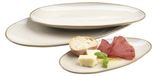 Set van 3 assiettes de service, aspect vintage, beige, céramique, 28x15,5 cm