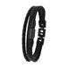 Tom Tailor Armband voor heren, roestvrij staal en carbon en leer, 20,5 + 1,5 cm, zwart, cadeau-idee, wordt geleverd in een sieradendoosje, 2100692