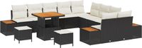 vidaXL Tuinbank Set Zwart Poly Rattan