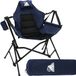 ECD Germany Chaise de camping pliable et portable, chaise de camping et chaise de pêche réglable avec coussin pour la tête et le cou, chaise pliante extra large supportant jusqu'à 150 kg et porte-gobelet pratique, chaise de plage confortable pour le jardin en bleu