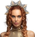Boland Diadeem halo kroon Astra - Volwassenen - Vrouwen - Zwart/goud