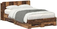 vidaXL Bedombouw met opslag Oud hout 120 x 190 cm Bewerkt hout