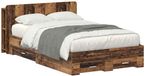 vidaXL Bedombouw met opslag Oud hout 120 x 190 cm Bewerkt hout