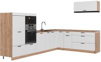 Vicco Hoekkeuken Fame-Line, Wit Landhuis/Goudkleurig Eiken, 327 x 227 cm