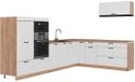 Vicco Hoekkeuken Fame-Line, Wit Landhuis/Goudkleurig Eiken, 327 x 227 cm