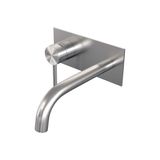 Brauer Brushed Edition Robinet de lavabo encastrable avec bec incurvé et plaque de recouvrement Modèle A2 Acier inoxydable brossé PVD