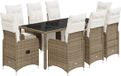 vidaXL Bistroset 9-delig met kussens, poly rotan, bruin