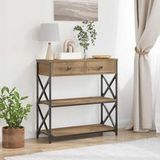 Console Table With Drawer - Entrance Table - Artisan Oak 75 X 28 X 75 Cm