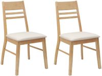 vidaXL Eetkamerstoelen, 2 stuks, massief rubberhout, naturel, 43 x 54 x 89 cm