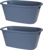 Storage solutions 2x Grijsblauwe wasmanden 35 liter 60 x 40 x 25 cm