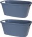 Solutions de rangement 2x paniers à linge gris-bleu 35 litres 60 x 40 x 25 cm
