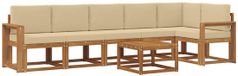vidaXL Hoek loungeset 6 zitplaatsen Natuurlijk en beige Acacia hout