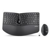 Perixx PERIDUO-606 Draadloos Mini Ergonomisch Toetsenbord met Draagbare Verticale Muis - Verstelbare Palmsteun - Membraan Laag Profiel Toetsen - VS Engels