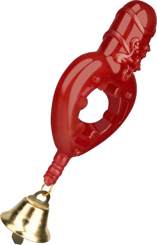EIS penisring met belletje (2 - 5 cm) - Rood/Goud