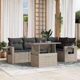 Maison Exclusive - Ensemble de meubles de jardin 6 pièces avec canapé et coussins, gris clair, en polyrotin