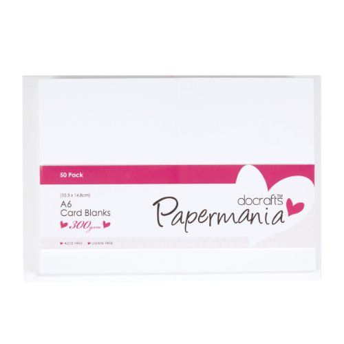 Papermania A6 blanco kaart en envelop, 50 stuks, wit