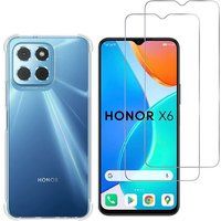 Phonillico® Schokbestendig hoesje voor HONOR X6 en 2 Tempered Glasses