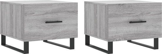 VidaXL Salontafel 2 stuks 50x50x40 cm Bewerkt Hout Grijs Sonoma Eiken