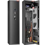VEVOR Armoire à 6 fusils, coffre-fort pour armes à feu avec 2 façons de verrouillage clavier numérique et clés, avec casier intégré et étagère amovible, pour rangement des armes longues, maison