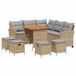 vidaXL L-vormige tuinbankset met kussens, 6-delig, beige, polyrotan