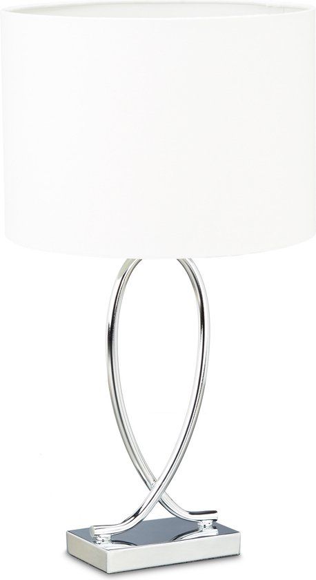 Relaxdays Tafellamp - Zilver - Rond - Metaal - E27 - 40W - 51cm