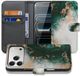 B2Ctelecom Book Case voor iPhone 17 Pro Max Marmer Groen PU Leer 3 Pasjes