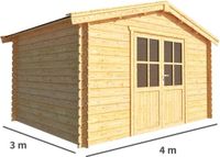 Merkloos Tuinhuisje Blokhut Fenna 400 cm bij 300 cm diep Zadeldak bruin