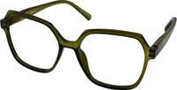 Vista Bonita Leesbril MIRA - Sterkte +2.00 - Army Green - Blauwlichtfilter - Unisex - Zeshoekig Design - Incl. etui en doekje