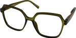 Vista Bonita Leesbril MIRA - Sterkte +2.00 - Army Green - Blauwlichtfilter - Unisex - Zeshoekig Design - Incl. etui en doekje