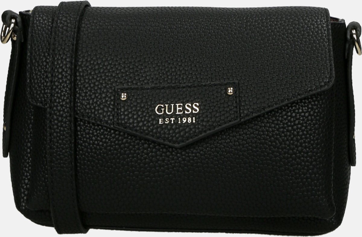 Guess Brenton Flap Shoulder Bag Dames Handtas - Zwart