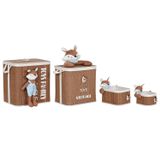 Fijalo Home ESPRIT Wasmand, Blauw, Bruin, Natuur, Kinderen, 44 x 44 x 45 cm, 4-delig