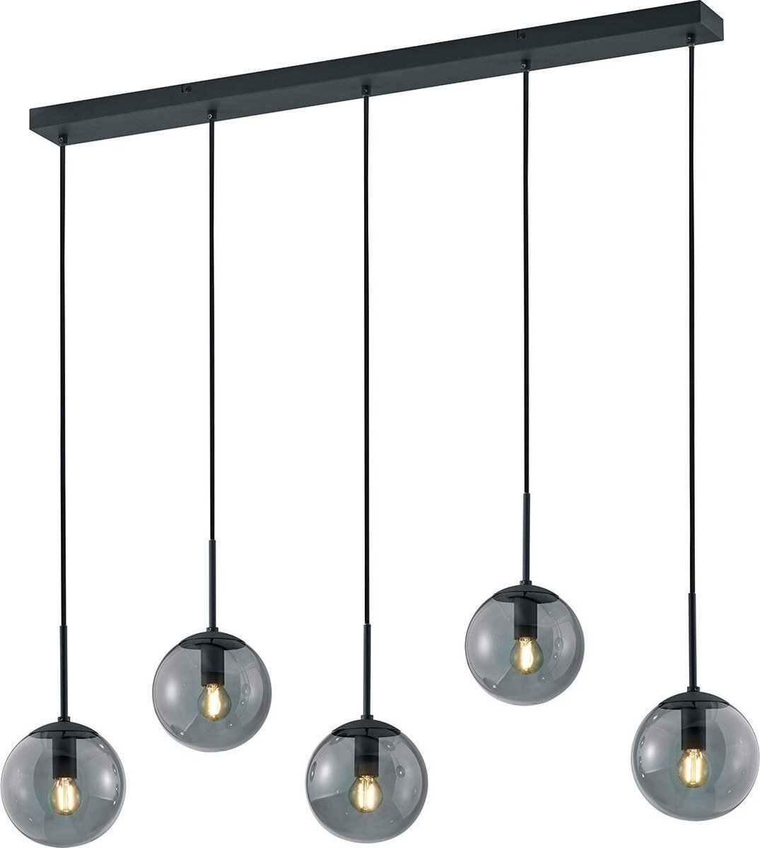 Qualu LED Hanglamp - Torna Balina - E14 Fitting - 5-lichts - Rechthoek - Mat Zwart - Aluminium