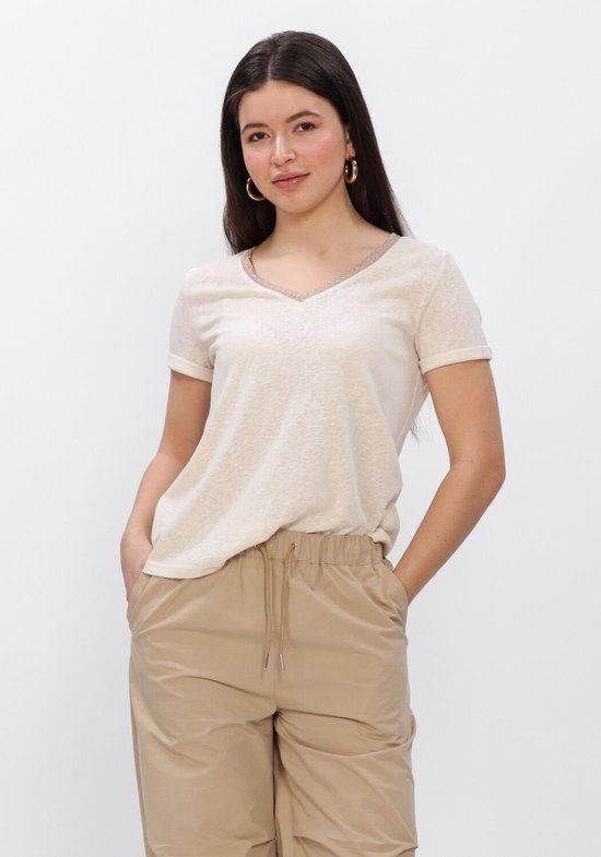 GRACE & MILA V-hals Korte Mouw Jersey T-shirt Beige Dames S