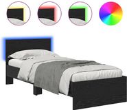 vidaXL Bedframe met hoofdeinde Zwart Eiken 75 x 190 cm Bewerkt hout