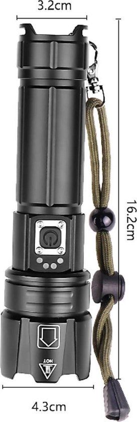 AOS LIGHT XHP 70.2 LED Zaklamp - 4200 Lumen - Oplaadbaar - Zwart