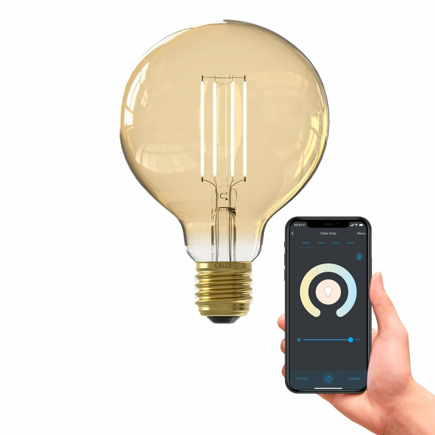 Calex Smart Globe LED Lamp - E27 - 7W - Warm White - Dimmable - Gold