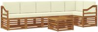 vidaXL - Hoek loungeset - 6 zitplaatsen - Natuurlijk en crème - Polyester