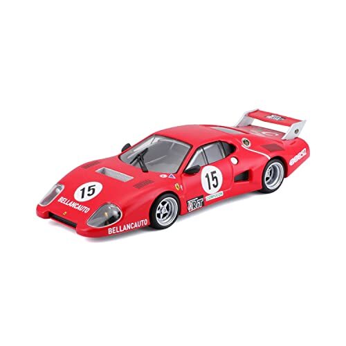 Bburago Ferrari 512 BB Serie II (1981): modelauto op schaal 1:43, Ferrari Racing Serie, geschenkdoos, 12 cm, rood # 15 (18-36308)