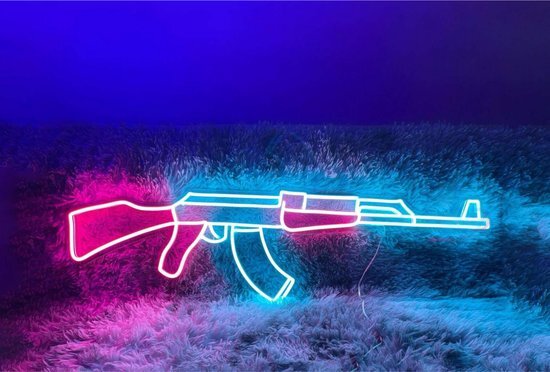 Mancave lamp AK 47 Neon Wandlamp - Led Verlichting - Wanddecoratie voor mancave - Playstation Lamp Game Room - Muur decoratie lamp