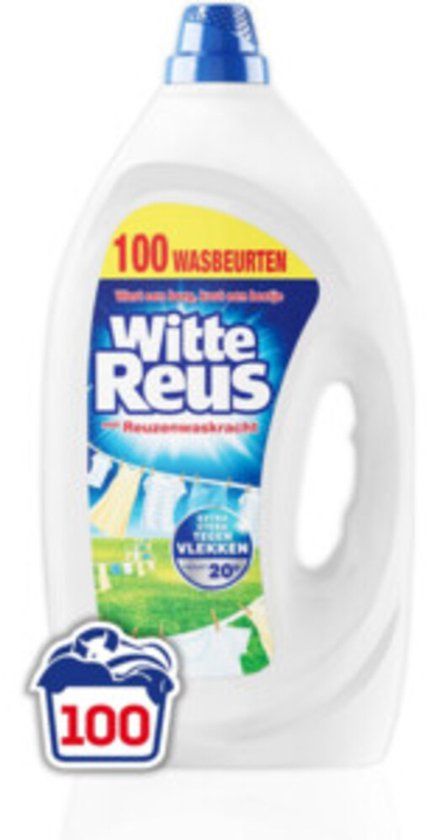 Witte Reus Wasmiddel Gel 200 Wasbeurten - 2 x 4,5 liter - Fris