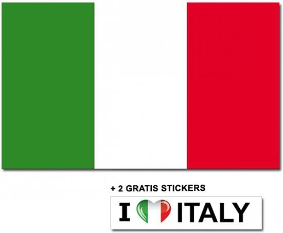 Italiaanse vlag met 2 gratis Italie stickers