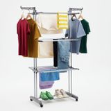 Tour à linge avec ailes - 4 couches - Étendoir à linge d'intérieur - 125 x 64 x 172 cm - Gris