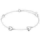Lucardi Dames Zilveren armband hartjes - Armband - 925 Zilver - Zilver - 19 cm