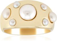 Cavill - Zilveren ring met Witte Zoetwaterkweekparels - 925 Sterling Zilver Verguld