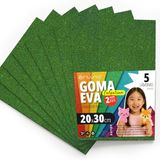 OFITURIA EVA-rubber met glitter voor creatief handwerk, glanzende schuimplaten voor doe-het-zelf, schoolprojecten, decoratieve kunst, scrapbooking, 20 x 30 cm (donkergroen, glitter, 5 stuks)