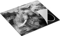 Chefcare Inductie Beschermer Olifant - Abstract - Zwart Wit - 59x52 cm - Inductie Mat