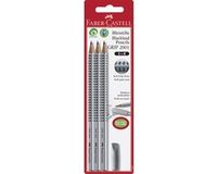 Faber-Castell Grafietpotlodenset - Grip 2001 - Hardheid B - Met Gumdop - 3 Stuks